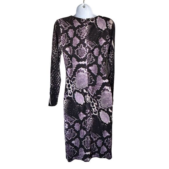 NWT David Meister 2 snake print Long Sleeve Faux Wrap Jersey Dress - Picture 4 of 16